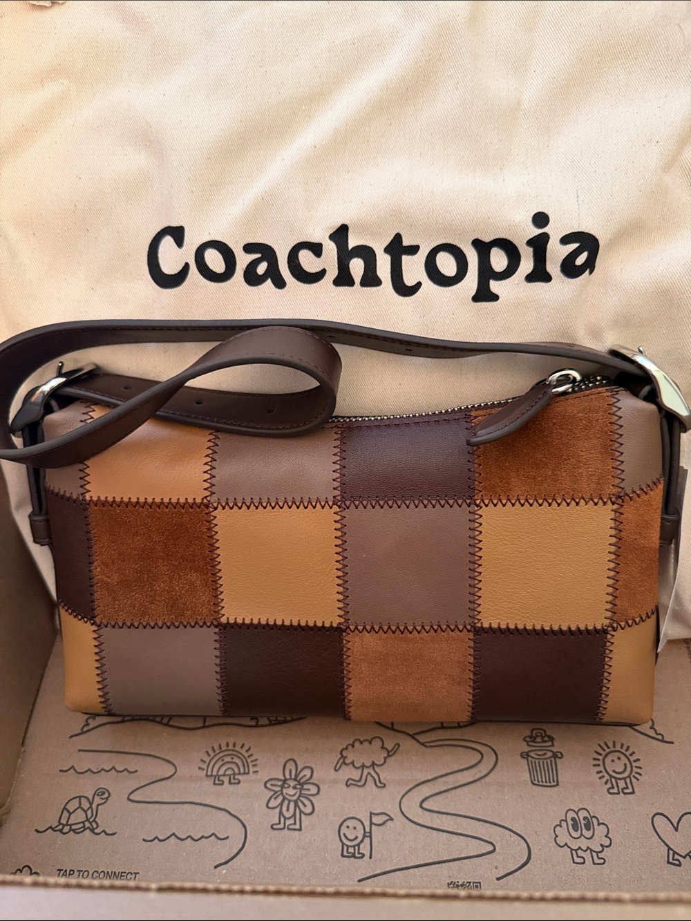 🤎Coach NWT Coachtopia Alter Ego Small Slouchy Shoulder Bag in Patchwork Leather - Picture 5 of 12